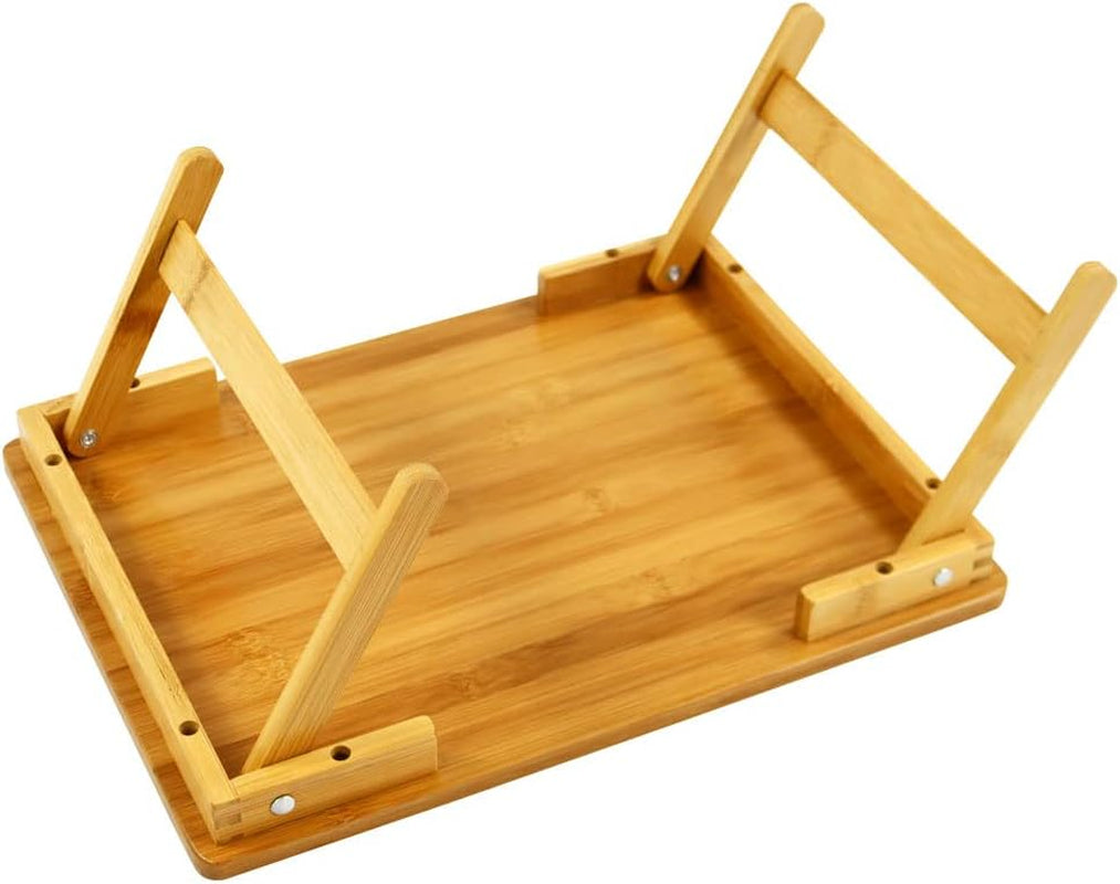 Bamboo Laptop Bed Table Lap Desk for Bed Breakfast Bed Tray with Folding Legs Portable Bed Table for Computer Snack Writing Studio (Natural)