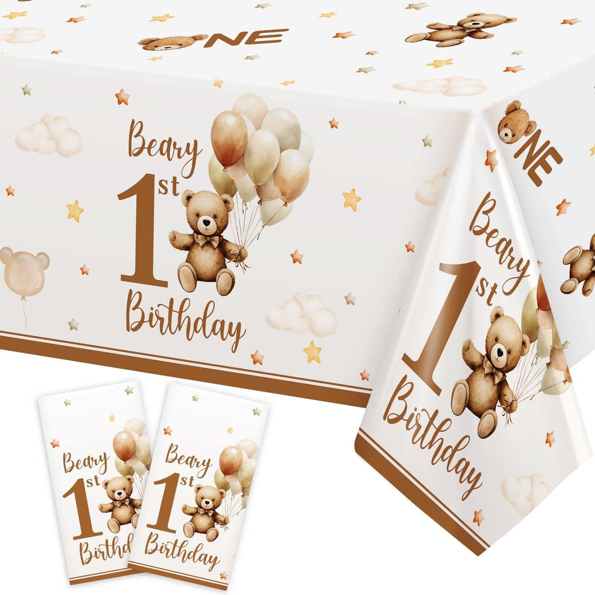 Beary First Birthday Table Cloth, 137X274Cm, 2 Pack