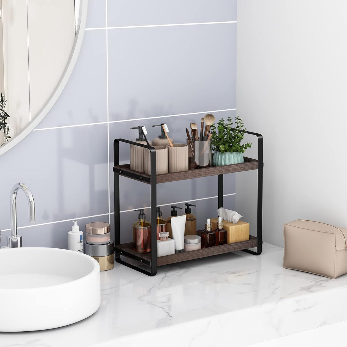 Bathroom Countertop Tray,Cosmetic Tray,Cosmetic Organizer Holder,Bathroom Organizer,Bathroom Counter Stand,Storage Counter Shelf,Countertop Organizer,Countertop Storage Shelf