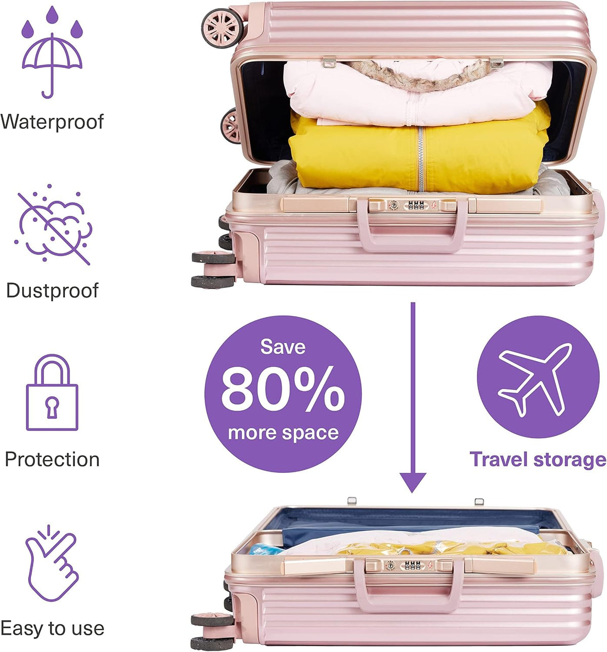 20 Pack Vacuum Storage Bags for Clothes & Travel, 7 Sizes