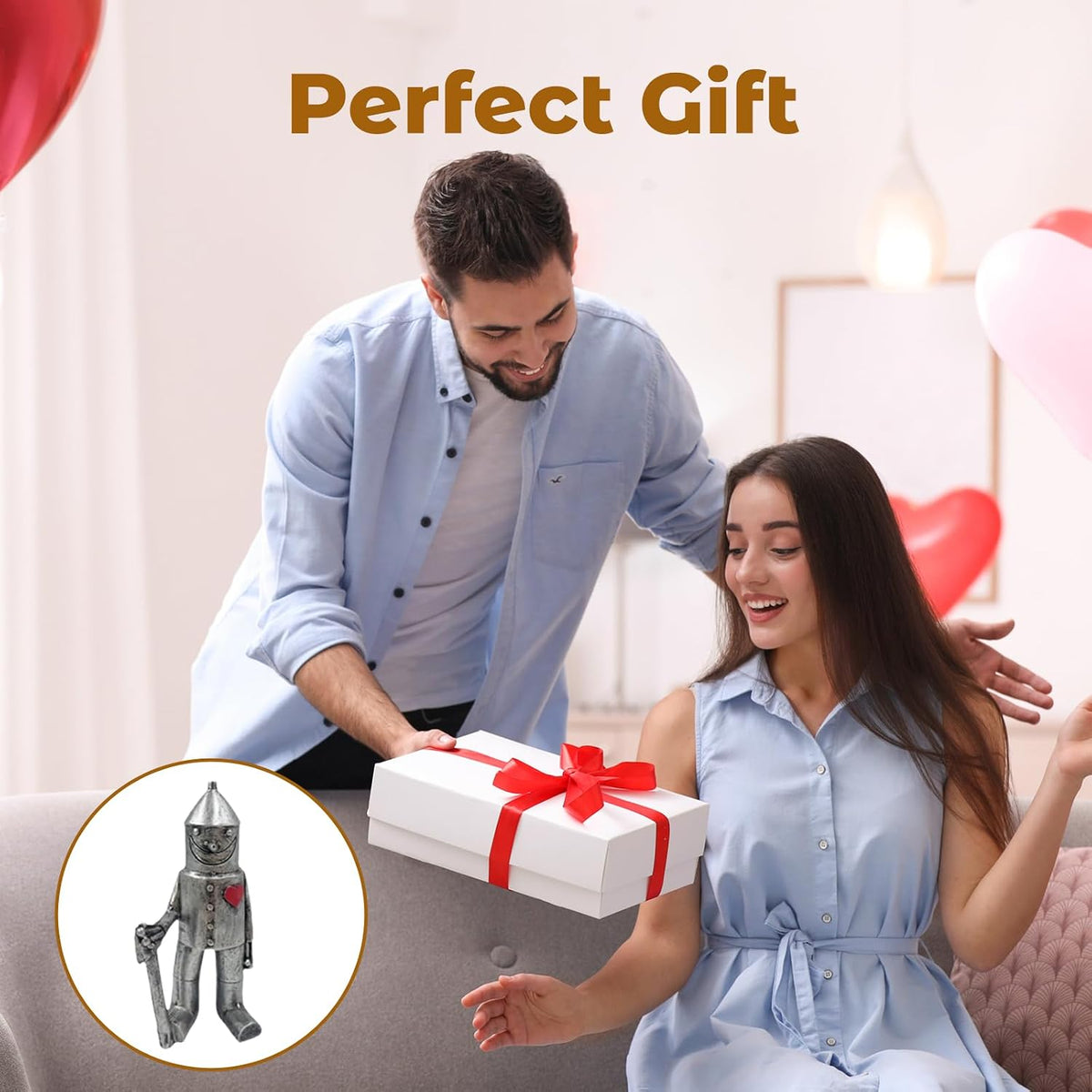 Tin Man Garden Ornament, Resin Outdoor Statue for Garden