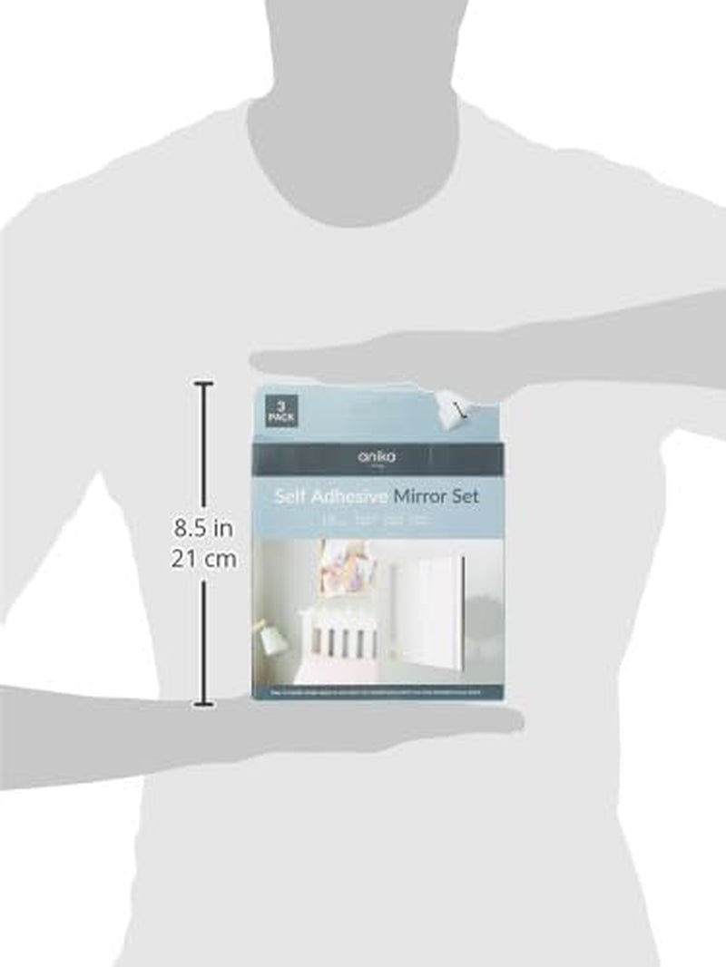 15Cm Self Adhesive Square Mirrors, Pack of 3, Modern Wall Mirrors