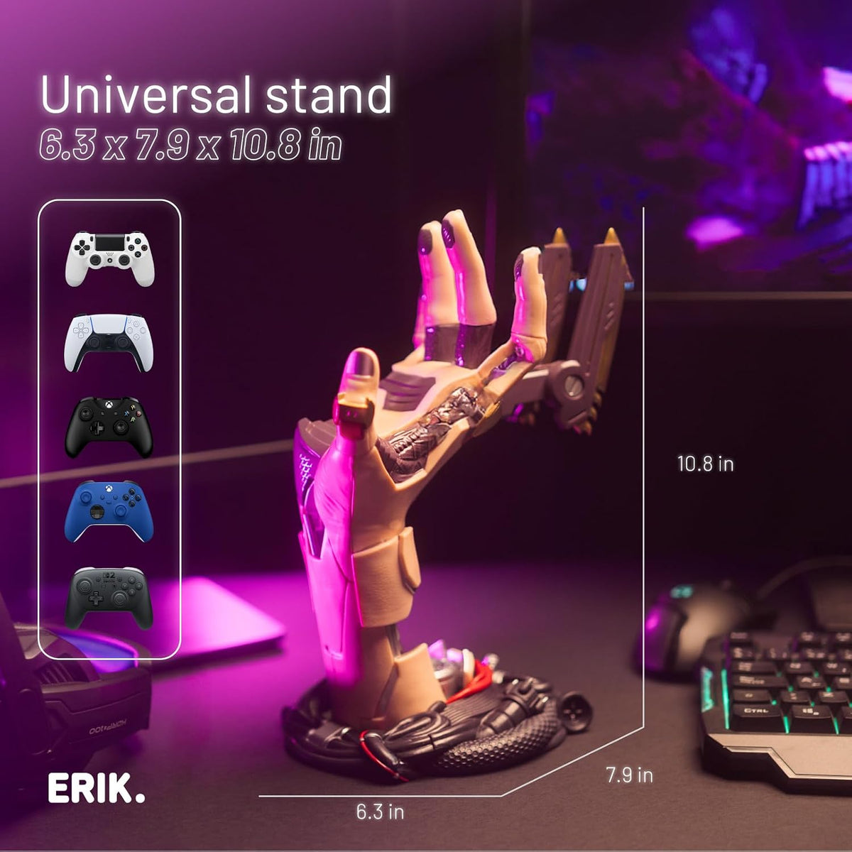 Gaming Controller Holder & Headphone Stand - Cyberpunk