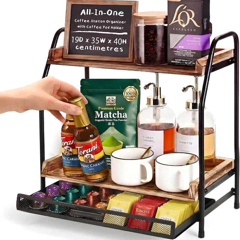 Coffee Station Organizer and Coffee Pod Holder Kitchen Countertop Organizer