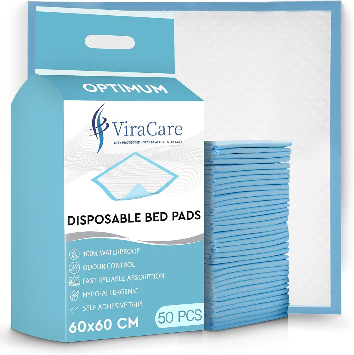 50 X Disposable Incontinence Bed Pads, 60X60Cm, Bed Protectors