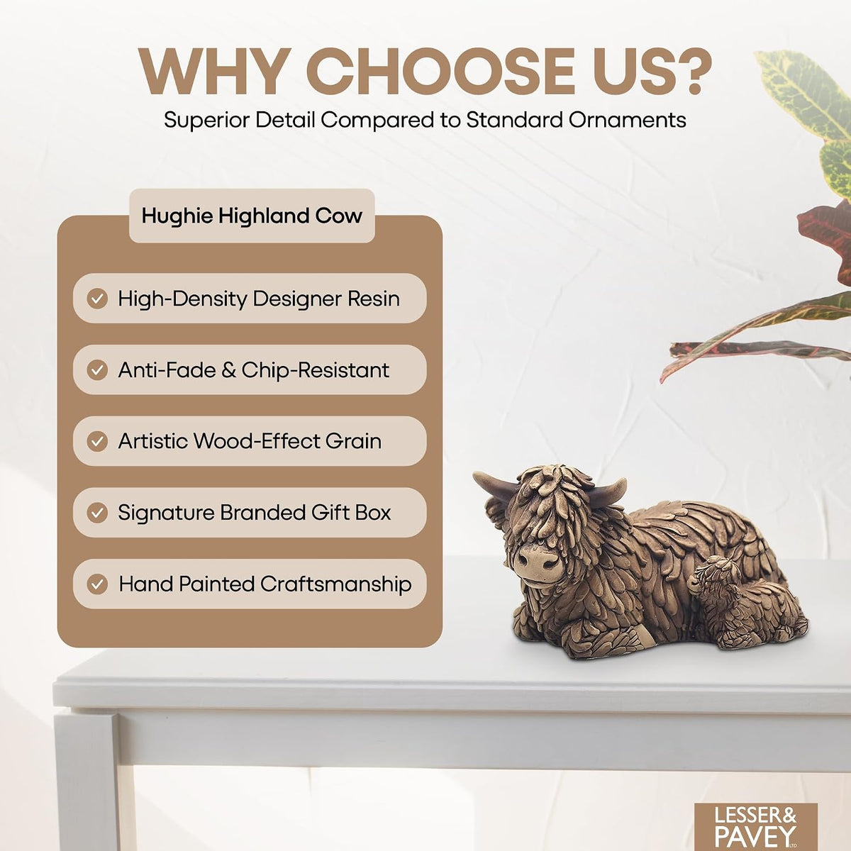 Lesser & Pavey Hughie Highland Cow and Calf Figurine Home Decor