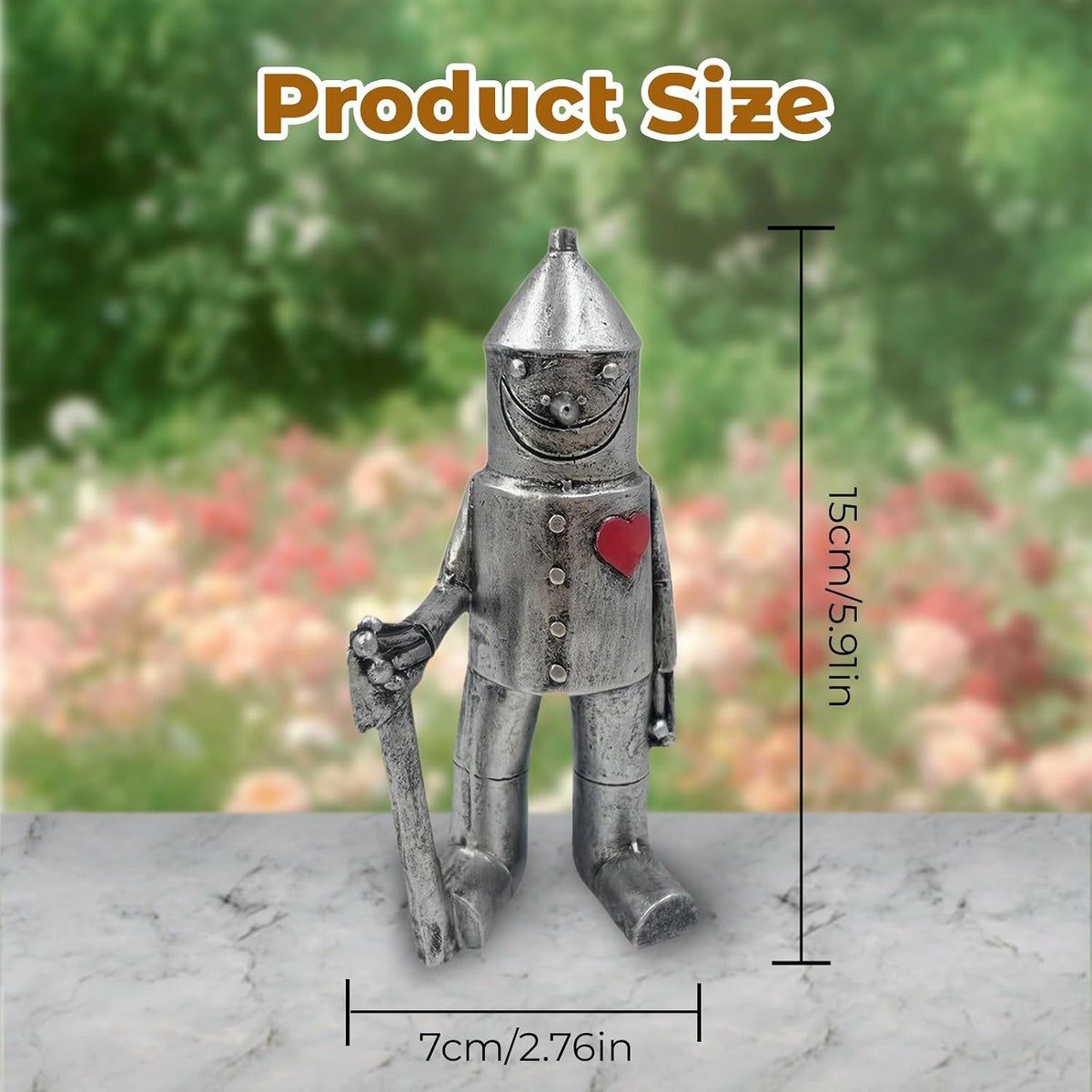 Tin Man Garden Ornament, Resin Outdoor Statue for Garden