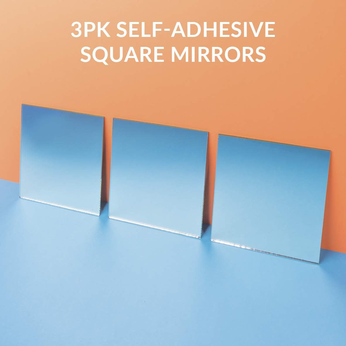 15Cm Self Adhesive Square Mirrors, Pack of 3, Modern Wall Mirrors