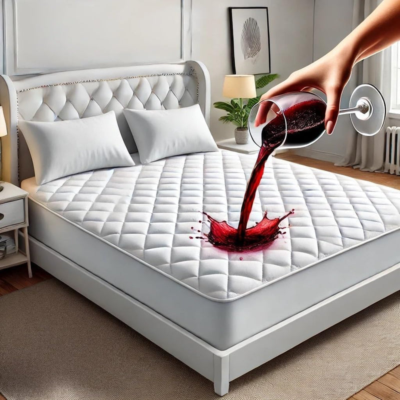 Quilted Waterproof Mattress Protector Double with Extra Deep Fitted Sheet Protects against anti Allergy Perfect Breathable Mattress Bed Protectors & Toppers Pad Cover (137 X 190 + 40Cm)