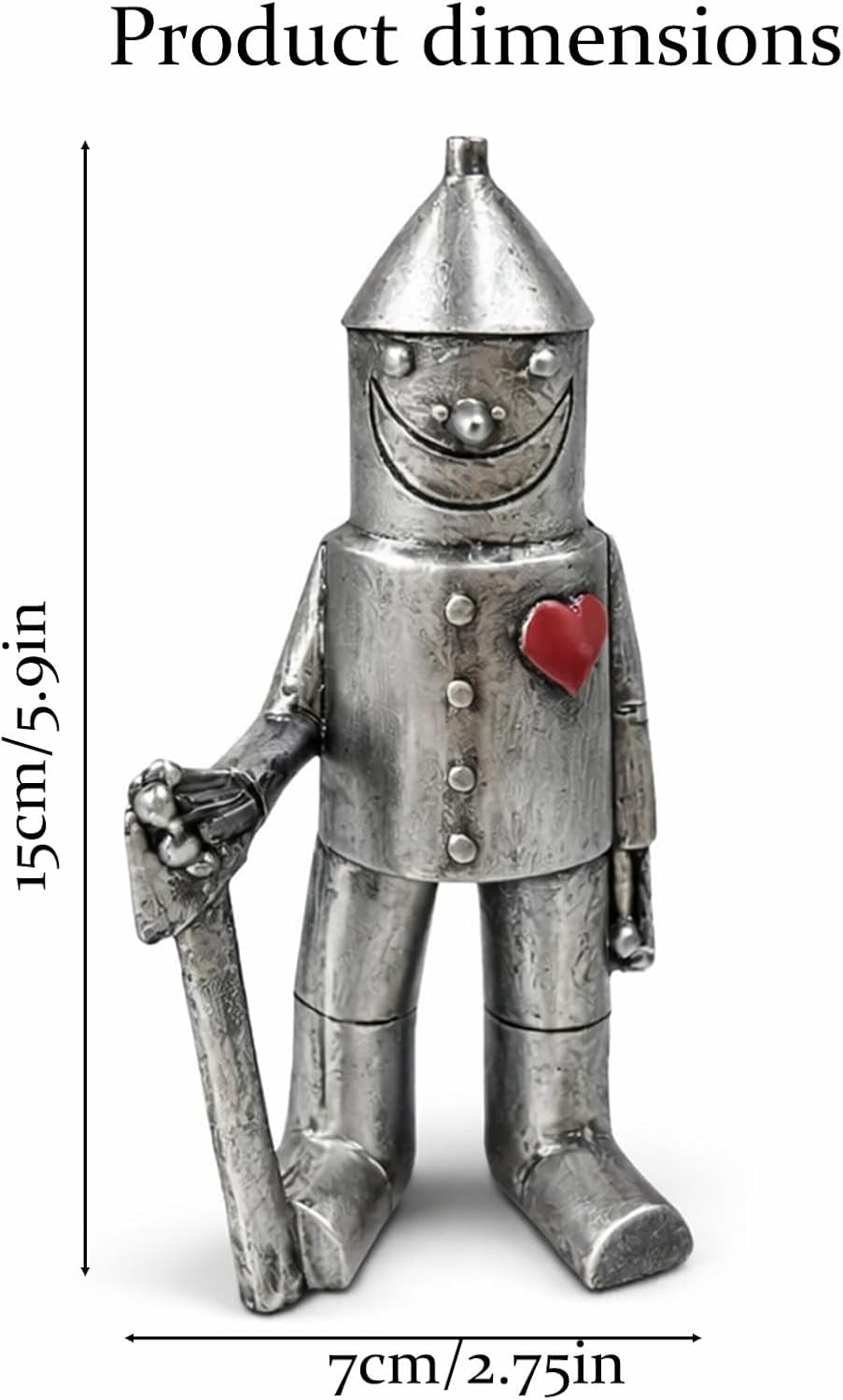 Tin Man Garden Ornament, Heart Soldier Statue for 10 Year Wedding, Metal Garden Sculpture for Outdoor Decor, Rustic Patio Focal Point, Collectible Garden Art Piece