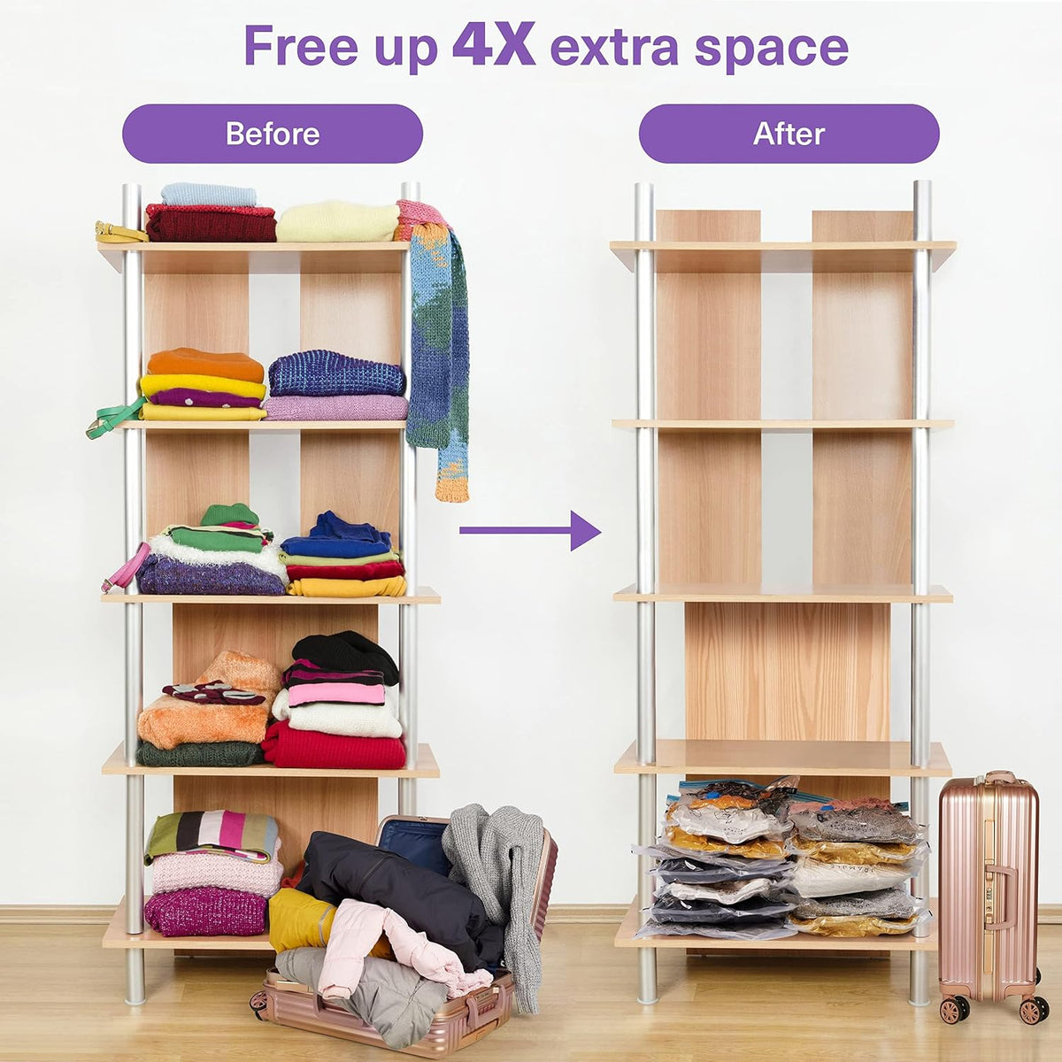 20 Pack Vacuum Storage Bags for Clothes & Travel, 7 Sizes