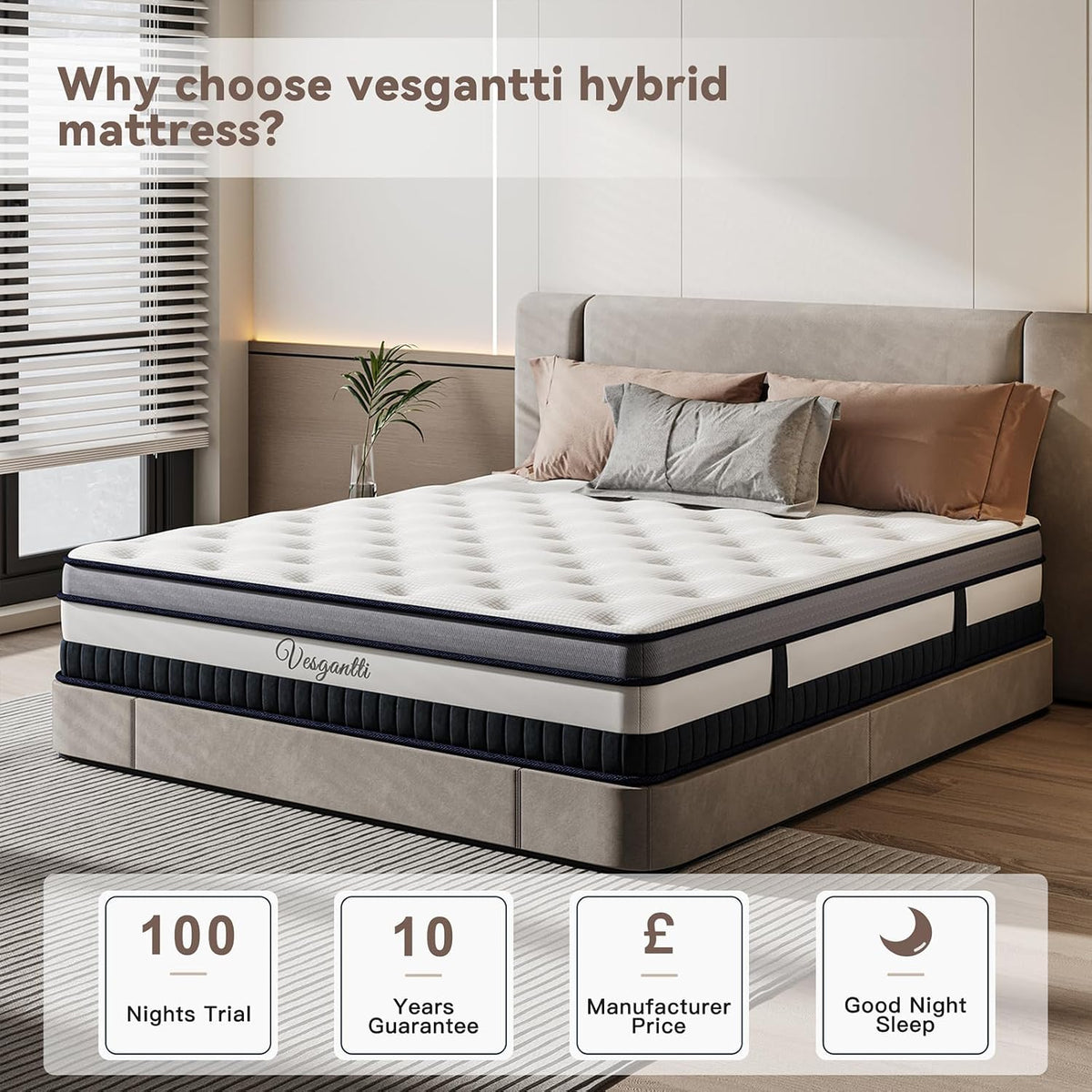 European Sinle Mattress 90X200Cm Pocket Sprung Medium Mattress