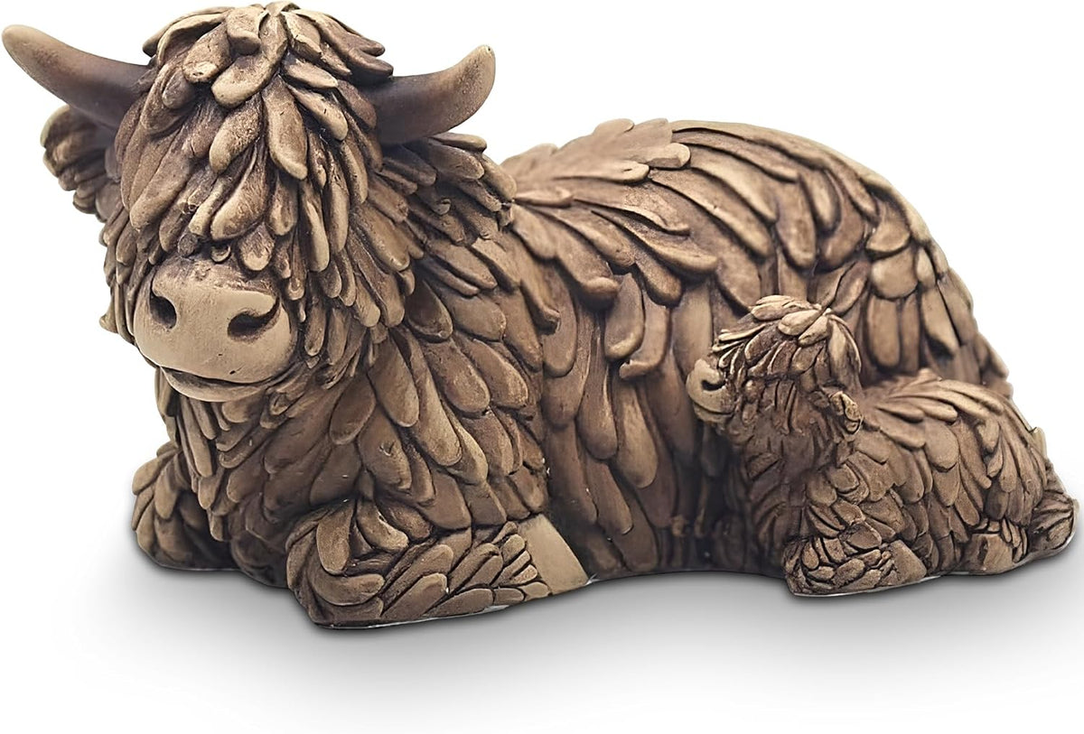 Lesser & Pavey Hughie Highland Cow and Calf Figurine Home Decor