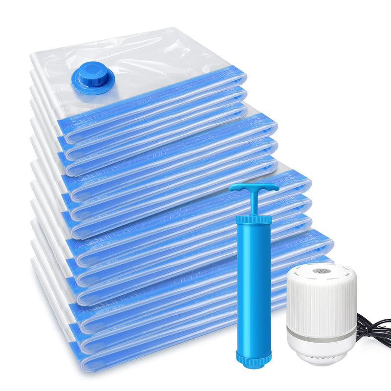 Clothes Storage Bag,12 Vacuum Bags, Multi-Purpose Plastic Bag, for Clothes, Bedding, Dormitories, Moving,Reusable