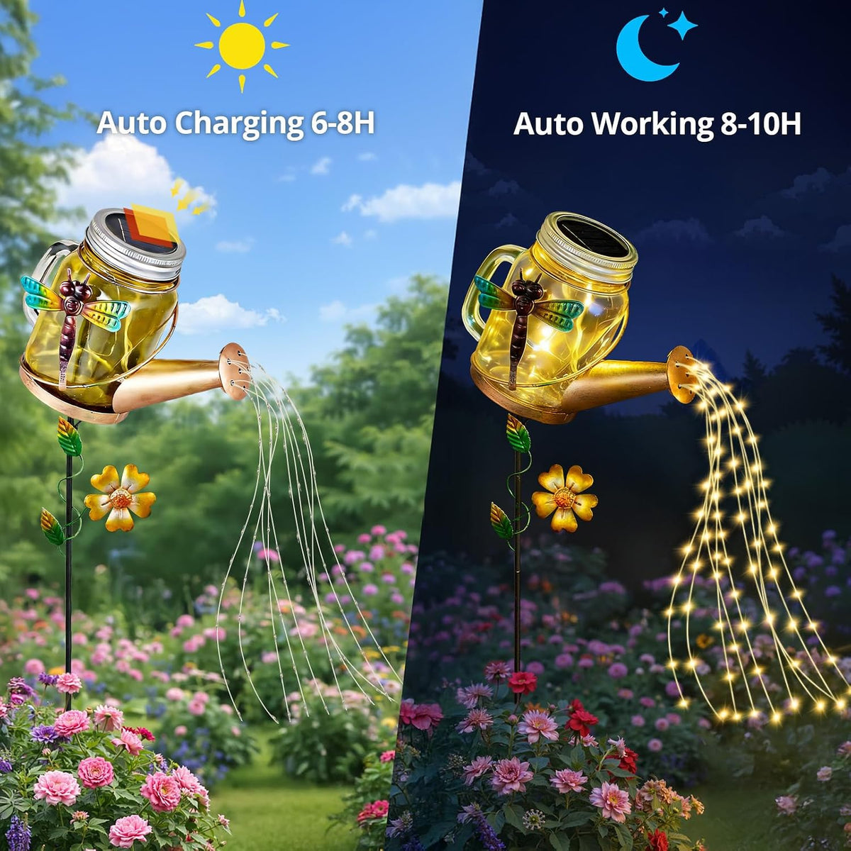 Solar Lights Outdoor Garden, Solar Watering Can Garden Lights
