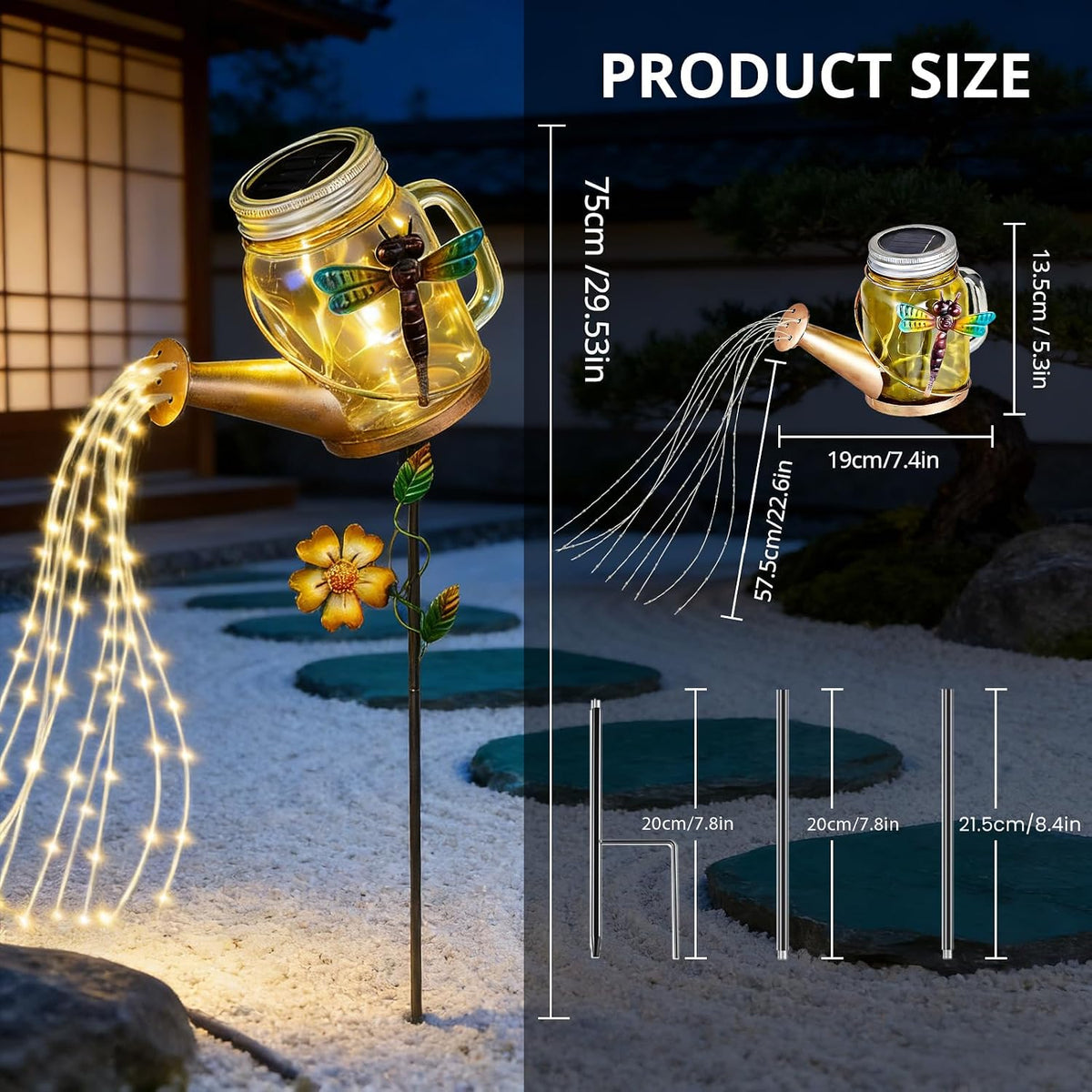 Solar Lights Outdoor Garden, Solar Watering Can Garden Lights