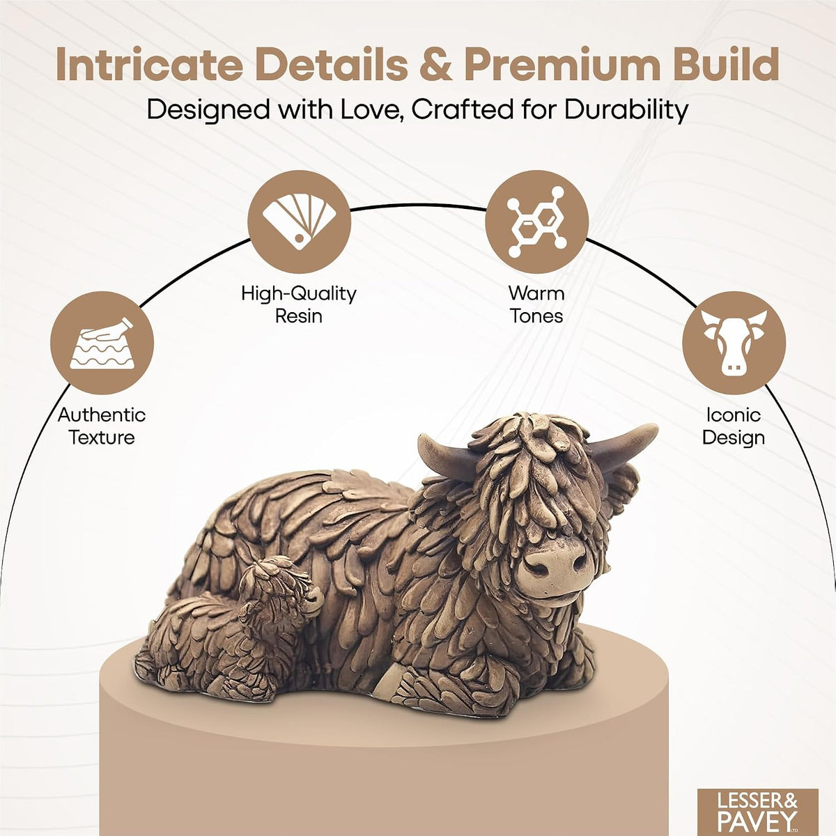 Lesser & Pavey Hughie Highland Cow and Calf Figurine Home Decor