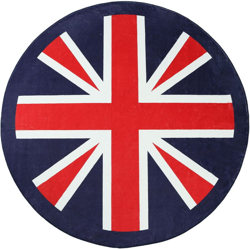 round Rugs for Living Room Large - 120Cm Union Jack Pattern Bedroom Rug Non Slip 401-01120