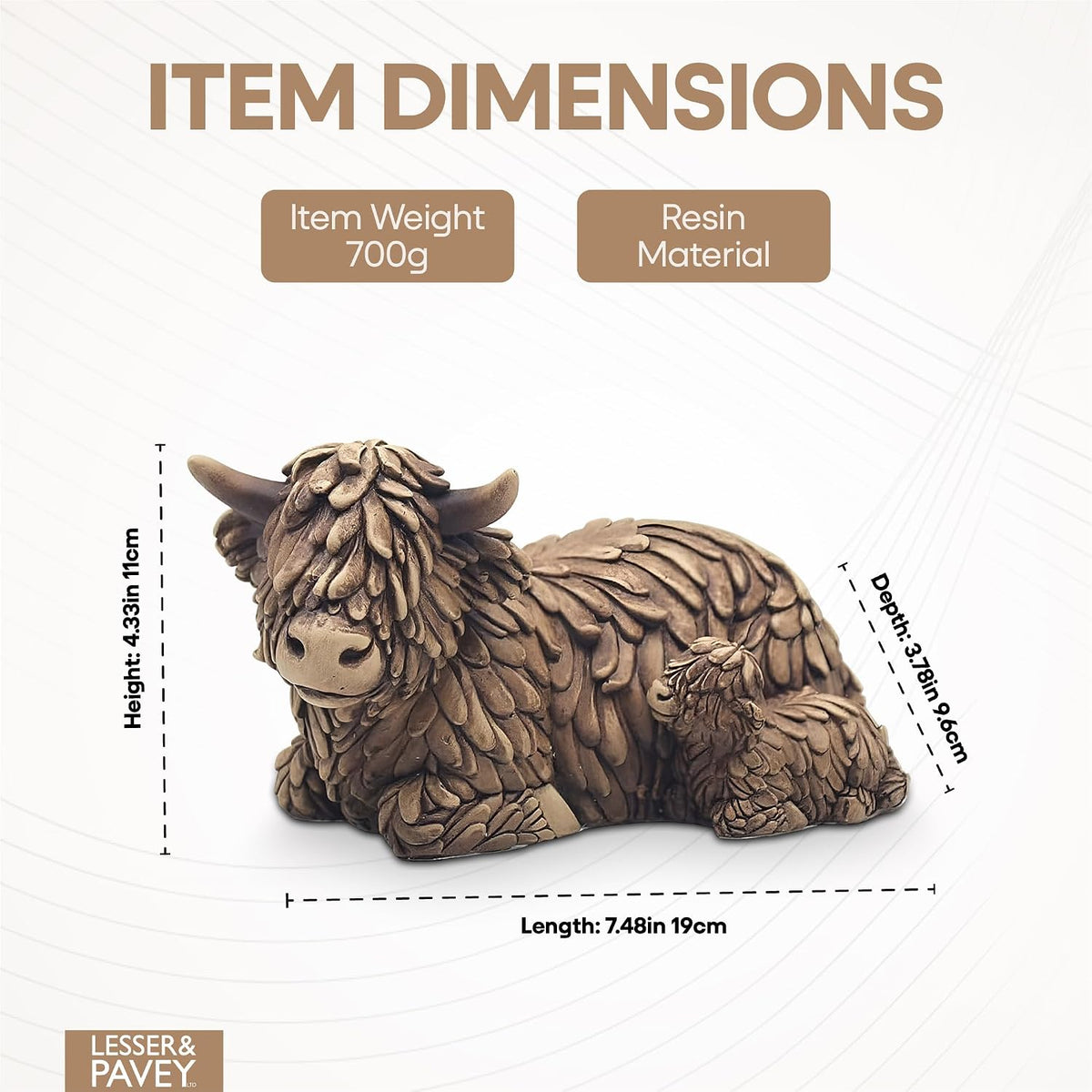 Lesser & Pavey Hughie Highland Cow and Calf Figurine Home Decor