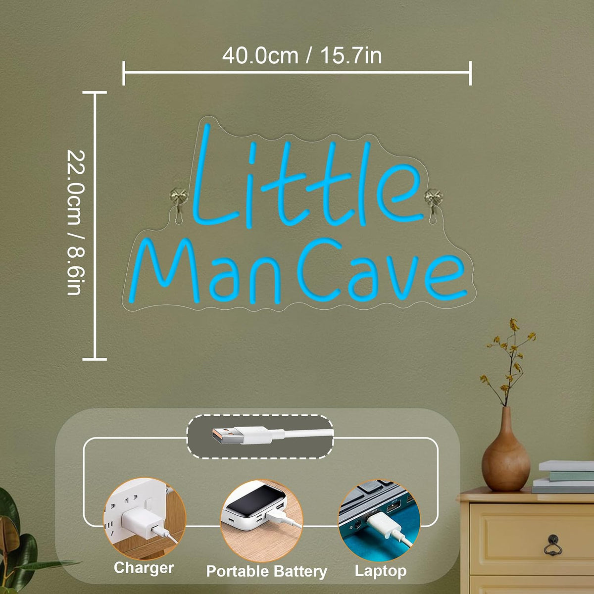 Little Man Cave Neon Sign, Neon Lights for Bedroom Gamer Room Wall Decor, Gift Ideas for Teen Boys Nephew Son Grandson