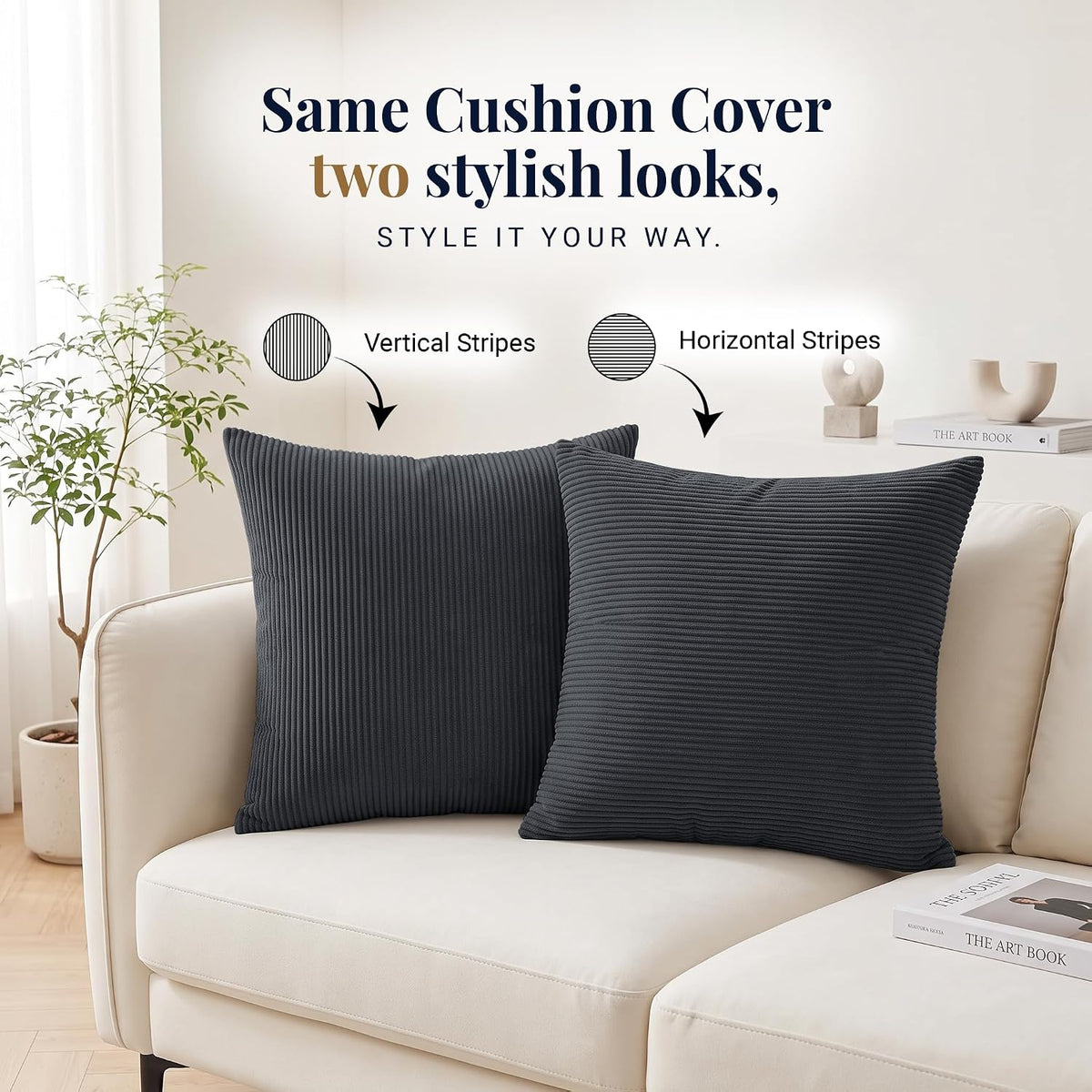 Grey Cushions with Covers Included 45 X 45 Cm Pack of 4 (4-Cushion Covers, 4-Inserts) with Invisible Zipper Pattern Cushion for Home Décor, Bedroom & Sofa (18X18 Inchs)