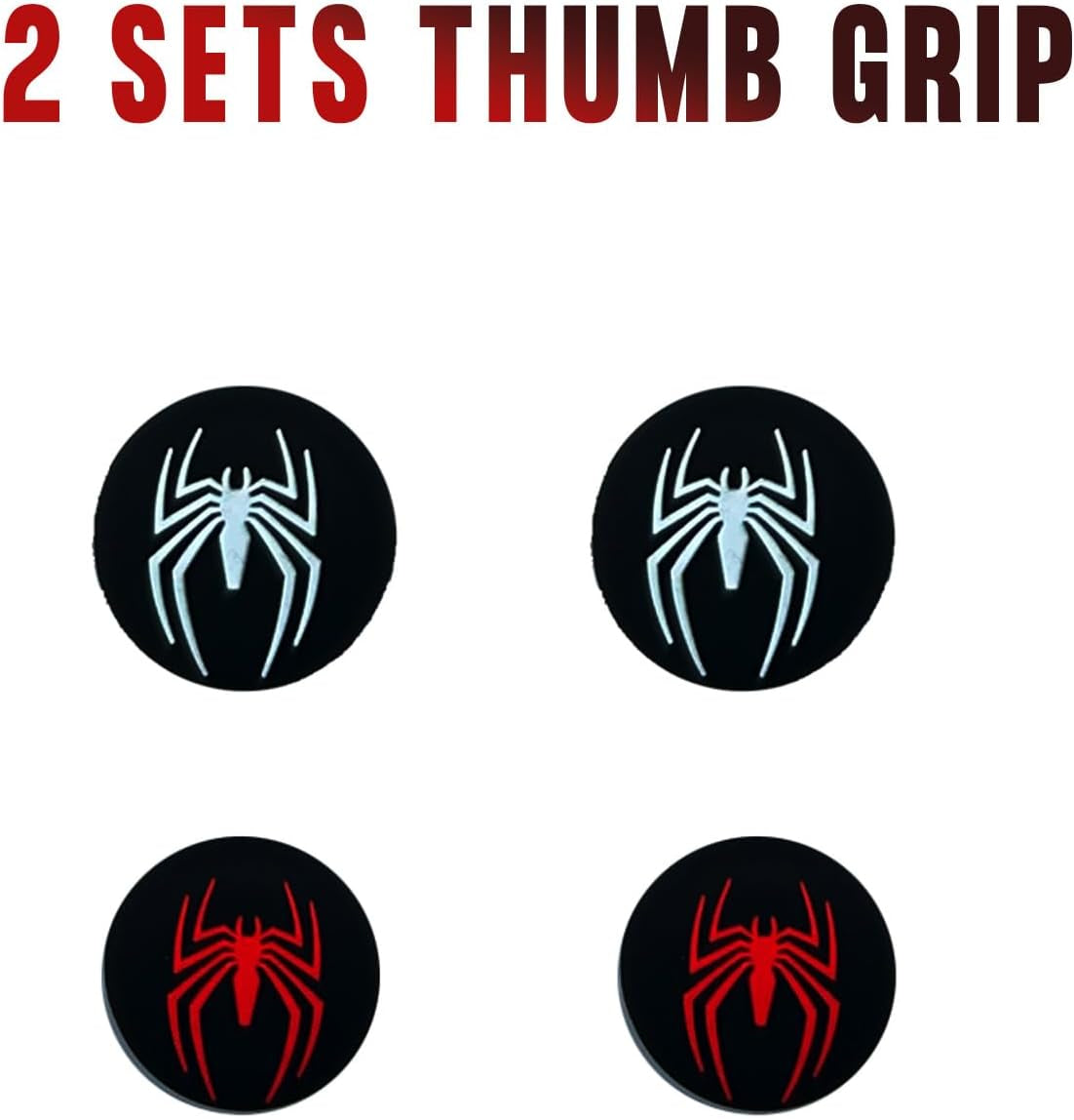 Black and Red Spider Anti-Slip Silicone Cover Skin for PS5 Controller, Soft Rubber Case for PS5 Wireless Controller with 2 Sets Thumb Grips