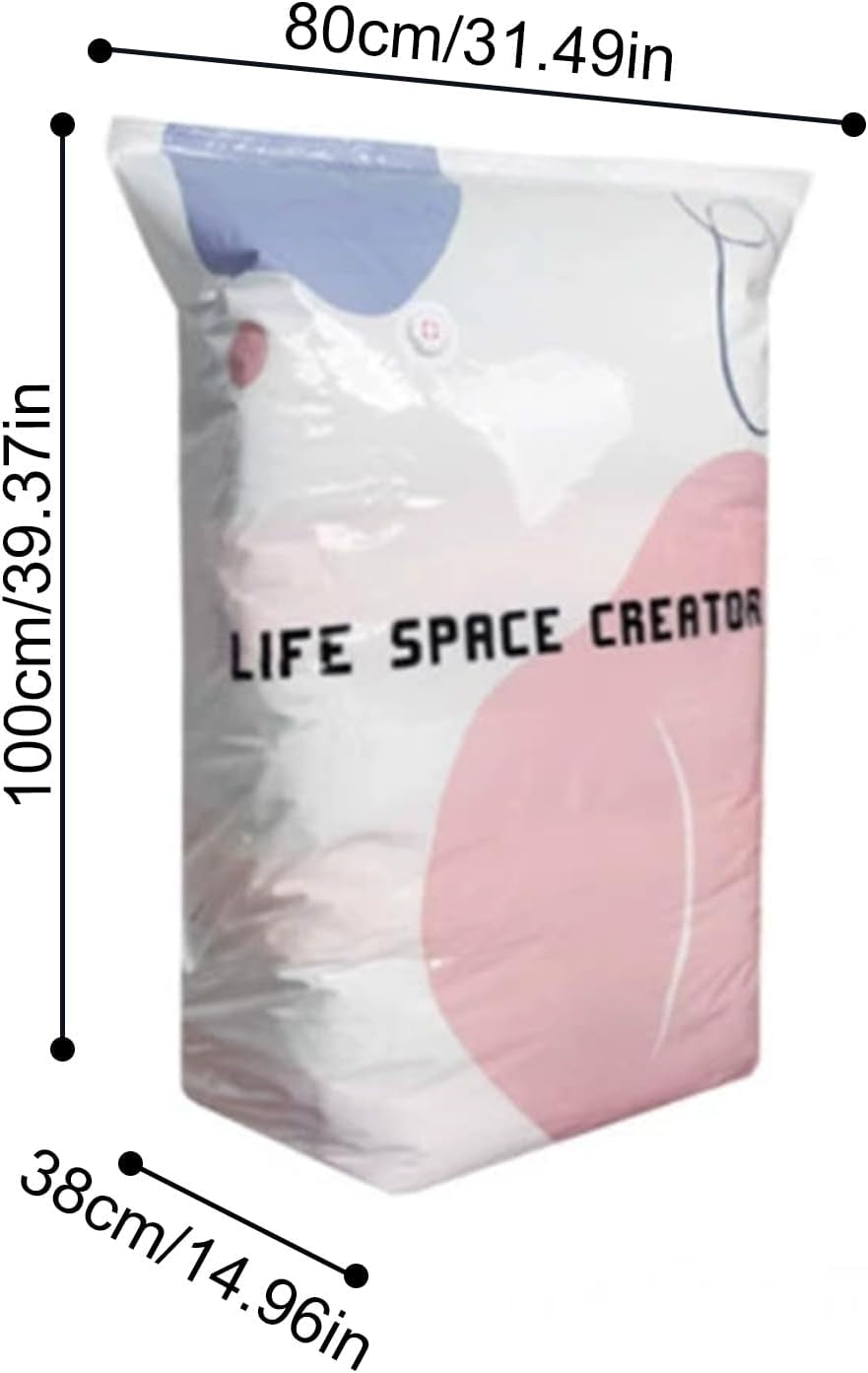 No Pump Vacuum Storage Bags for Clothes & Bedding, 5 Pack L-100X80X38Cm
