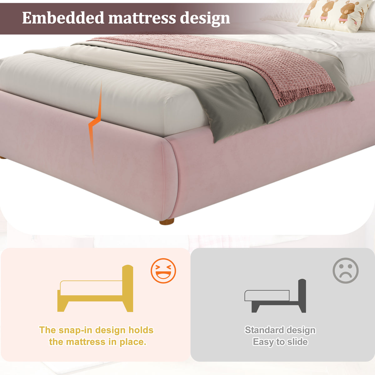 Upholstered Bed, Single Bed, Children'S Bed, 3Ft-90 X 190Cm, Hydraulic Bed, Bed with Headboard and Large Storage Space, Upholstered Headboard, Velvet, Pink