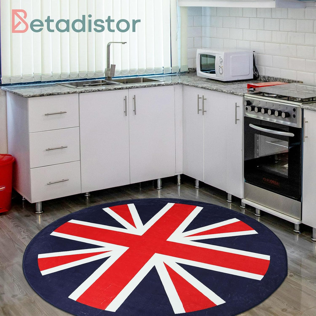 round Rugs for Living Room Large - 120Cm Union Jack Pattern Bedroom Rug Non Slip 401-01120