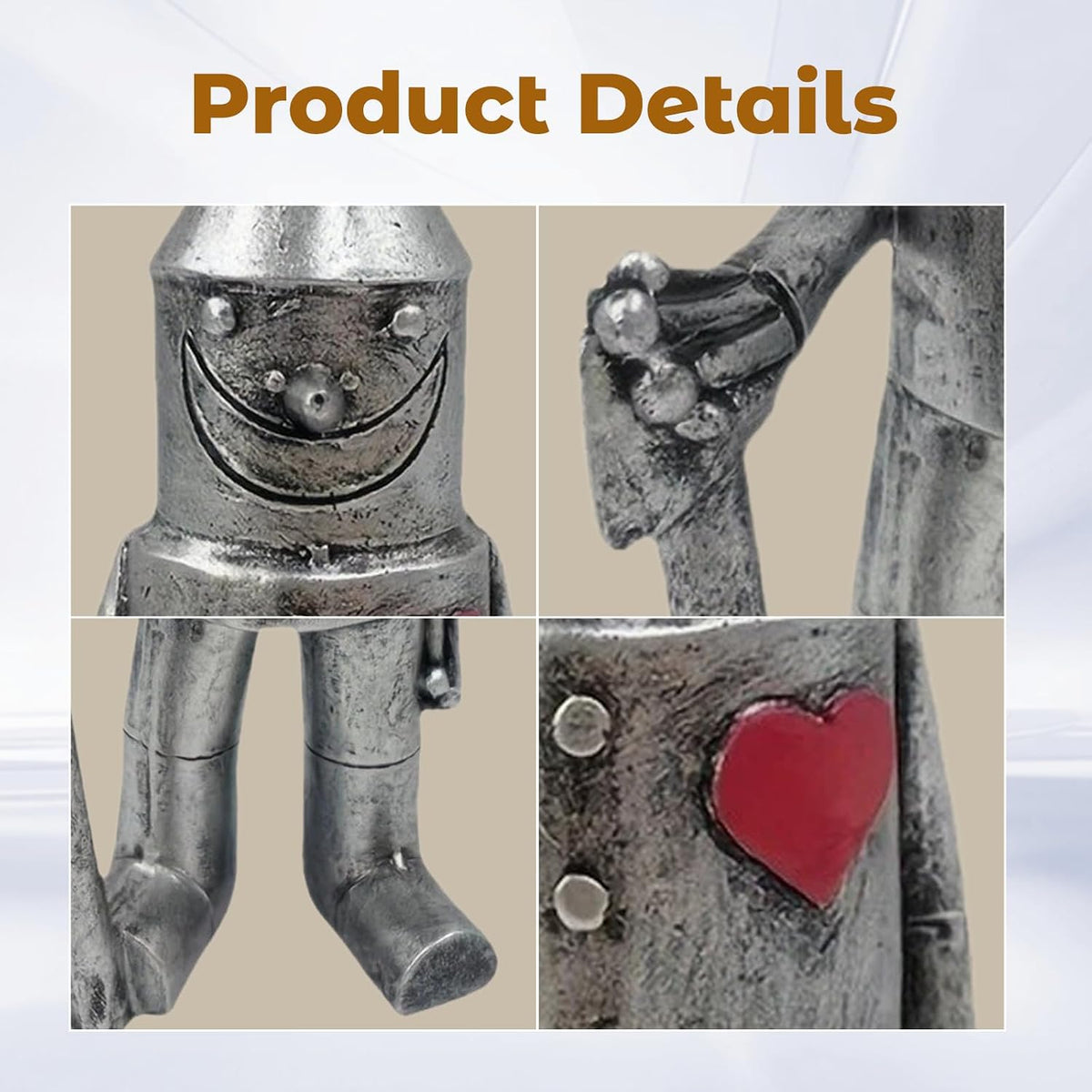 Tin Man Garden Ornament, Resin Outdoor Statue for Garden