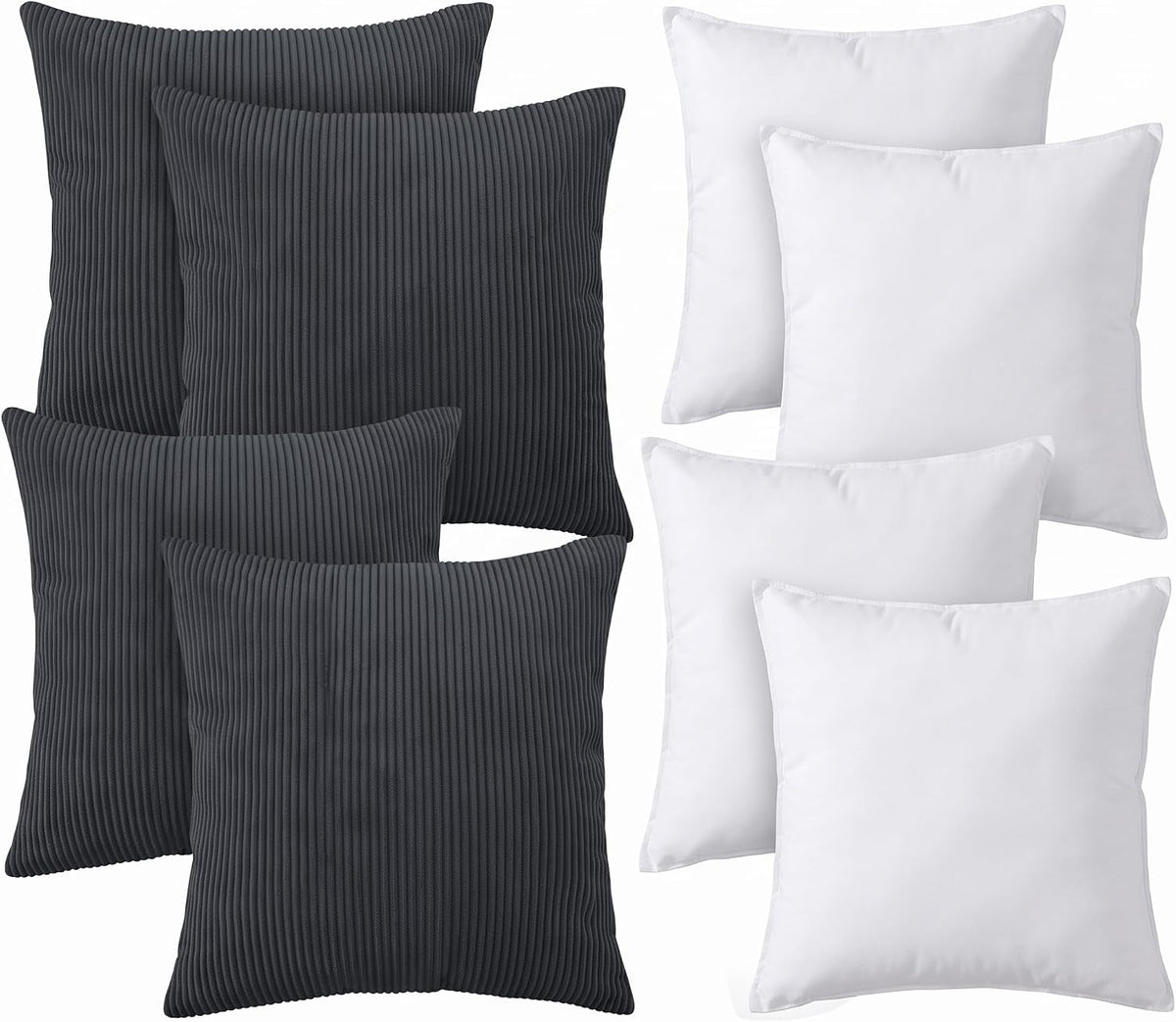 Grey Cushions with Covers Included 45 X 45 Cm Pack of 4 (4-Cushion Covers, 4-Inserts) with Invisible Zipper Pattern Cushion for Home Décor, Bedroom & Sofa (18X18 Inchs)