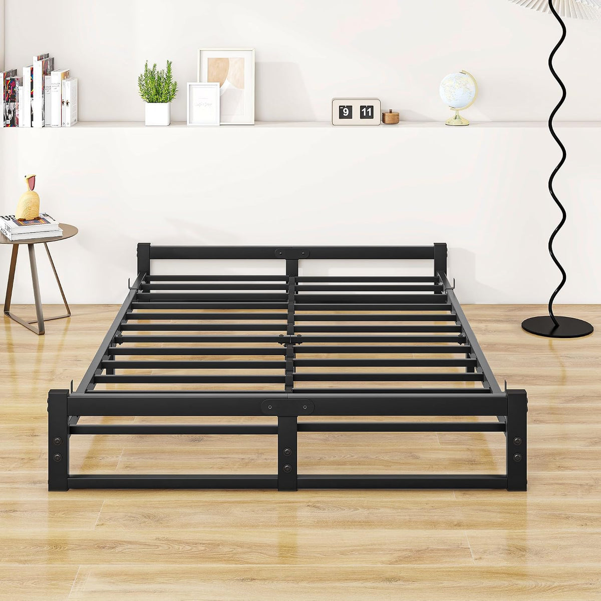 Double Bed Frame,4Ft6 Floor Bed Frame Double Bed Base,Black
