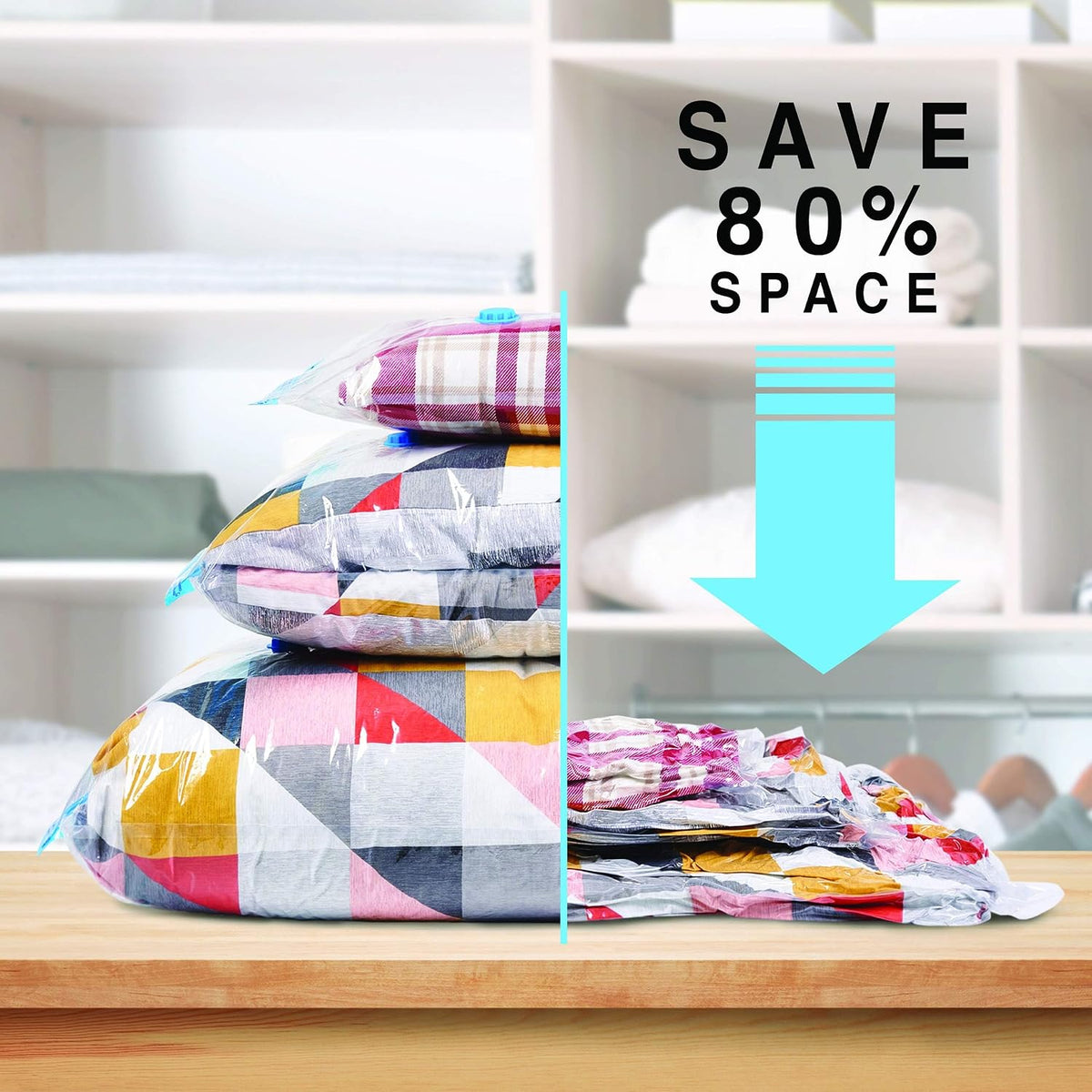 20 Pack Vacuum Storage Bags for Clothes & Travel, 7 Sizes