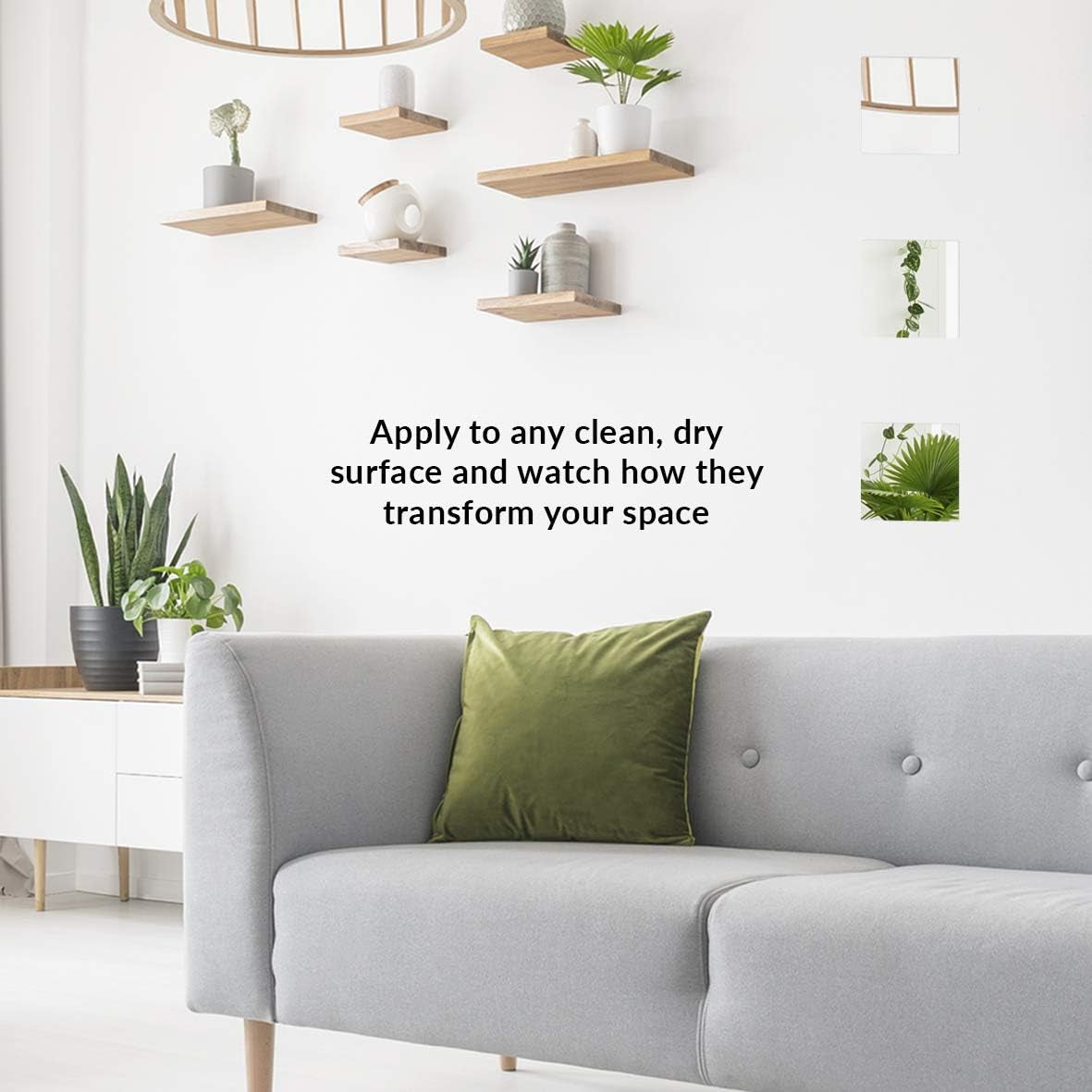 15Cm Self Adhesive Square Mirrors, Pack of 3, Modern Wall Mirrors
