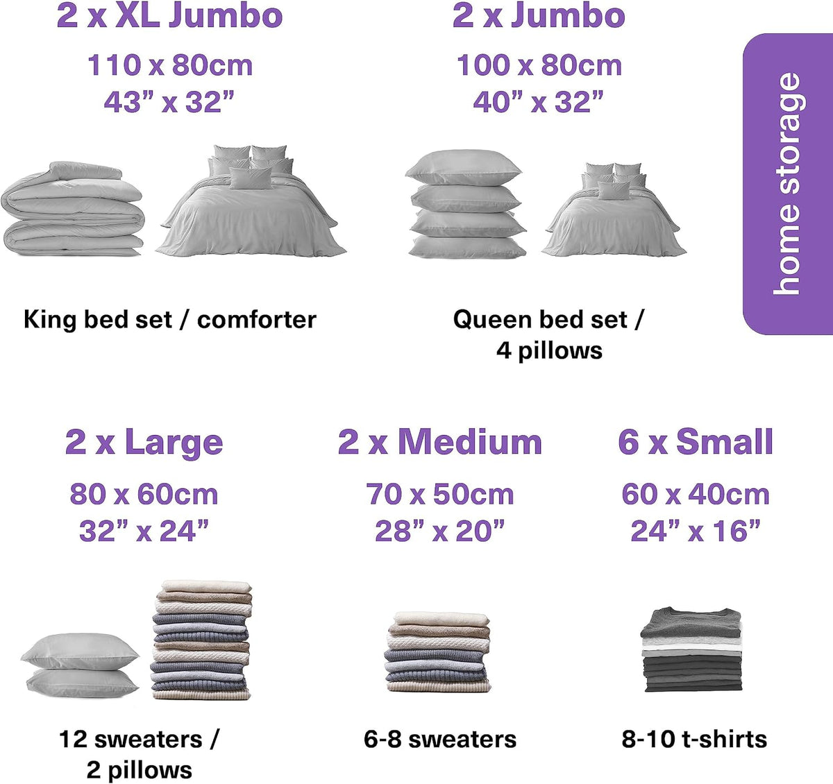 20 Pack Vacuum Storage Bags for Clothes & Travel, 7 Sizes