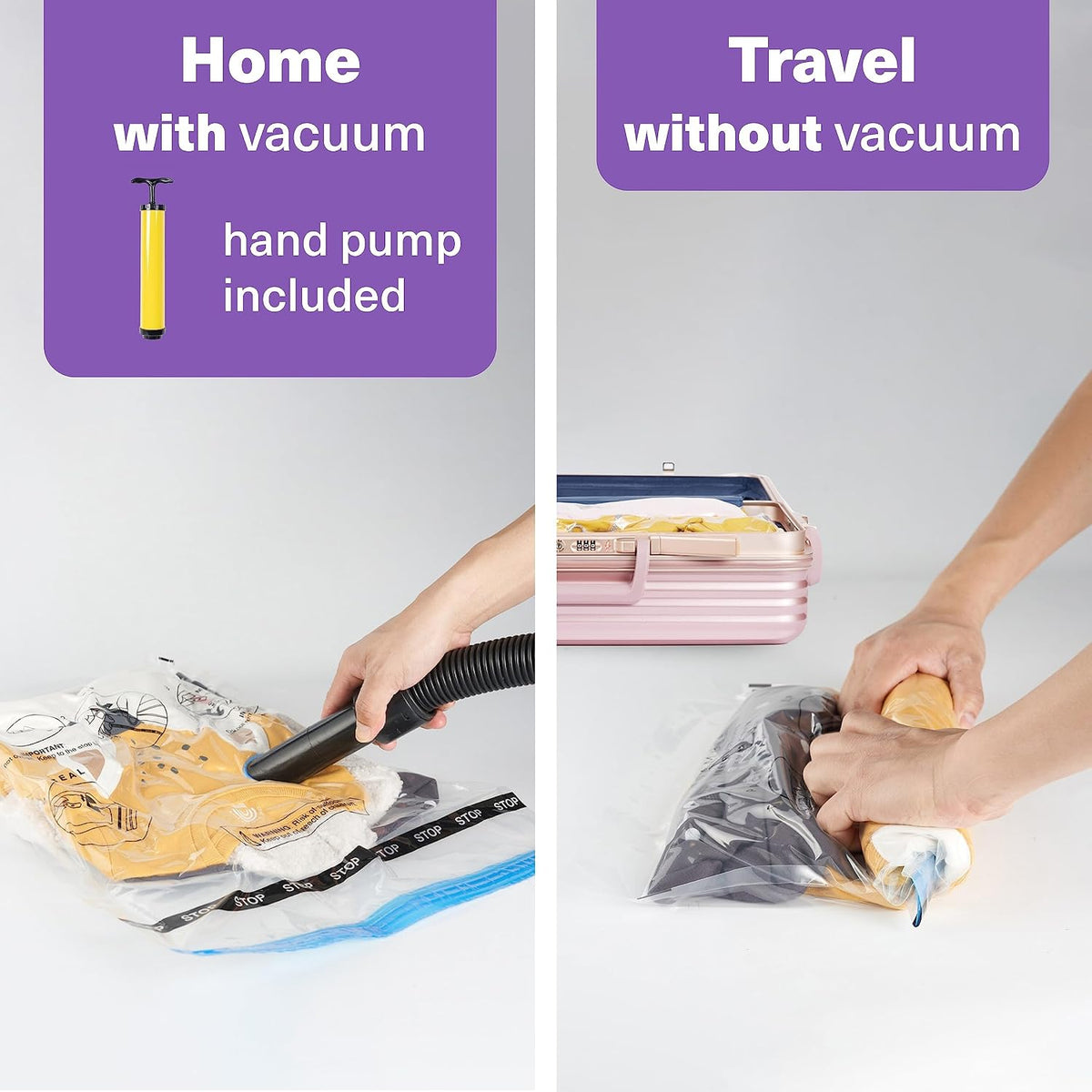 20 Pack Vacuum Storage Bags for Clothes & Travel, 7 Sizes