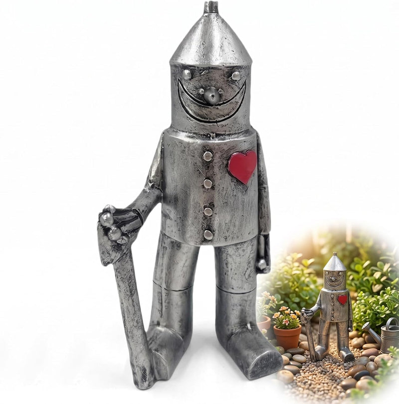Tin Man Garden Ornament, Resin Outdoor Statue for Garden