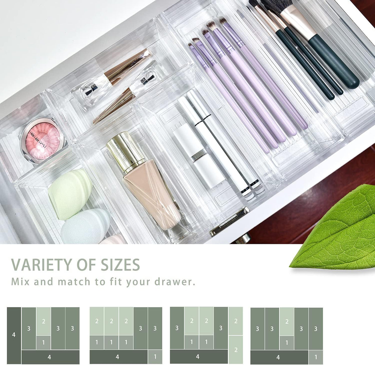 16 Pcs Clear Plastic Drawer Organiser Trays Desk Versatile Kitchen Drawer Organiser Bins Tray for Makeup Bedroom Office