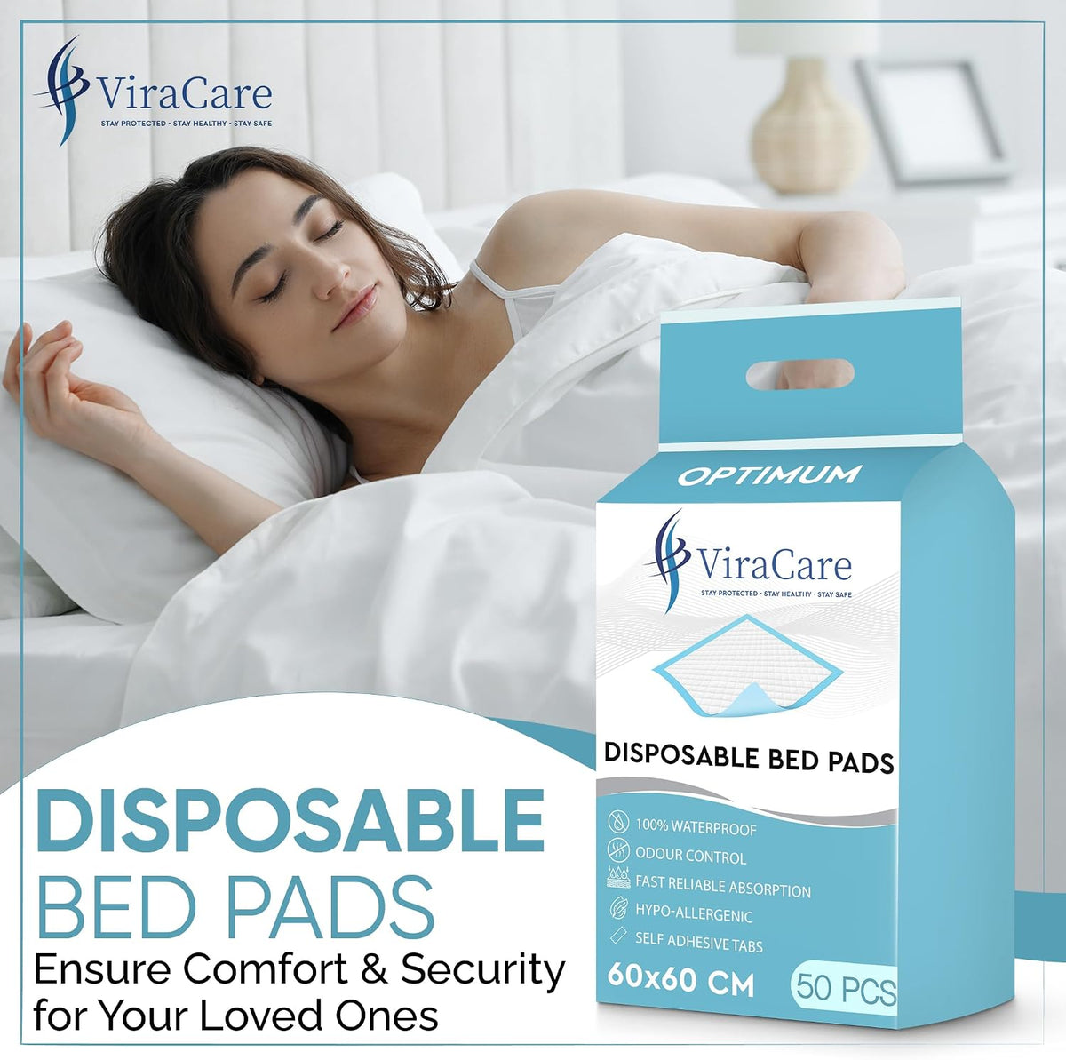 50 X Disposable Incontinence Bed Pads, 60X60Cm, Bed Protectors