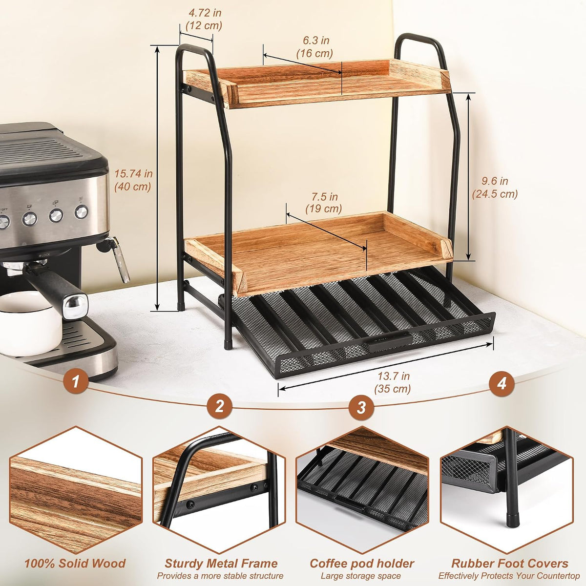 Coffee Station Organizer and Coffee Pod Holder Kitchen Countertop Organizer
